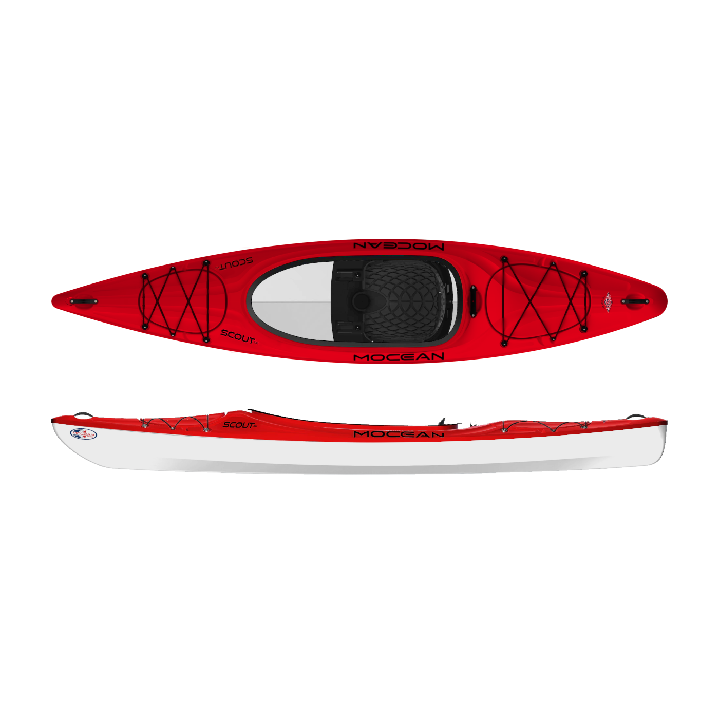Red and White Mocean Scout XC Lightweight Recreational Kayak