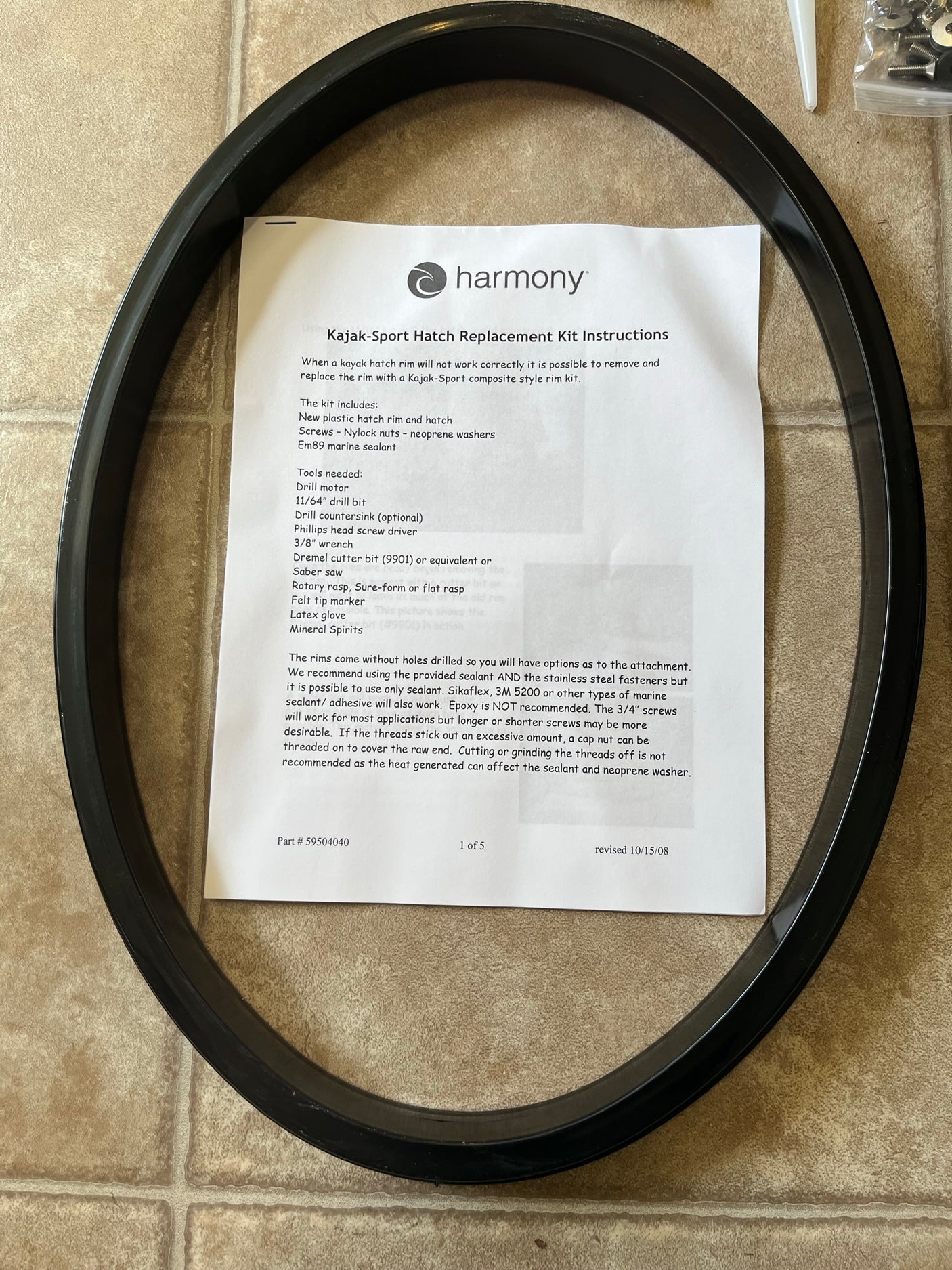 Kit de repuesto de cubierta de escotilla ovalada Kajak Sport