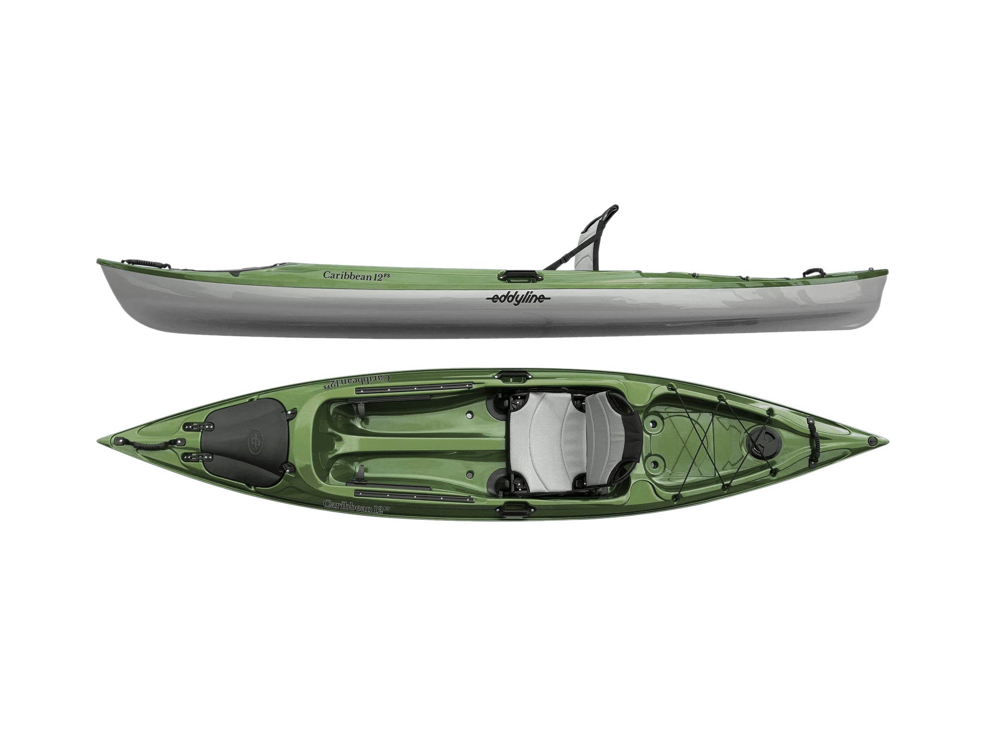 Eddyline Caribbean 12 FS Thermoform Sit-on-Top Kayak in Seagrass and Silver