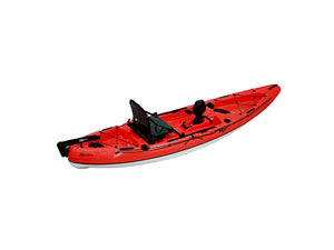 Riot Mako 12 Impulse Pedal Drive Cross-Light Fishing Kayak in Red - Angled