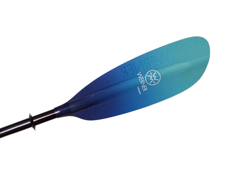 Werner Camano Fiberglass Two-Piece Kayak Paddle in Gradient: Abyss