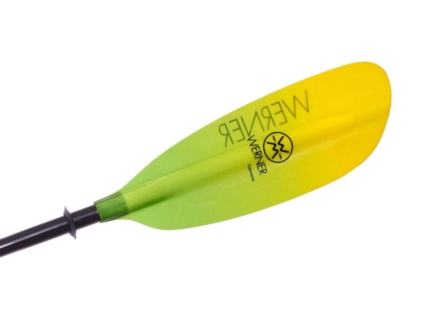 Werner Camano Fiberglass Two-Piece Kayak Paddle in Gradient: Citrus