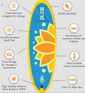 Glide O2 Lotus Tabla de paddle surf inflable para yoga de 10' - Caja abierta